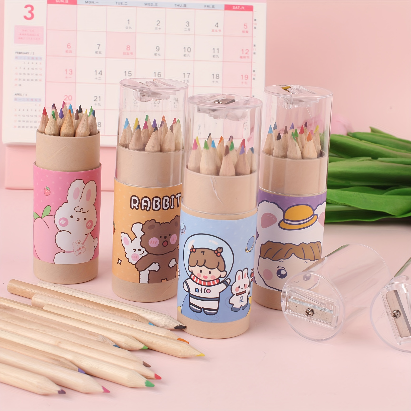 12 colors / box Cute HB mini small bear color pencils children kids art  painting tool school supplies stationery