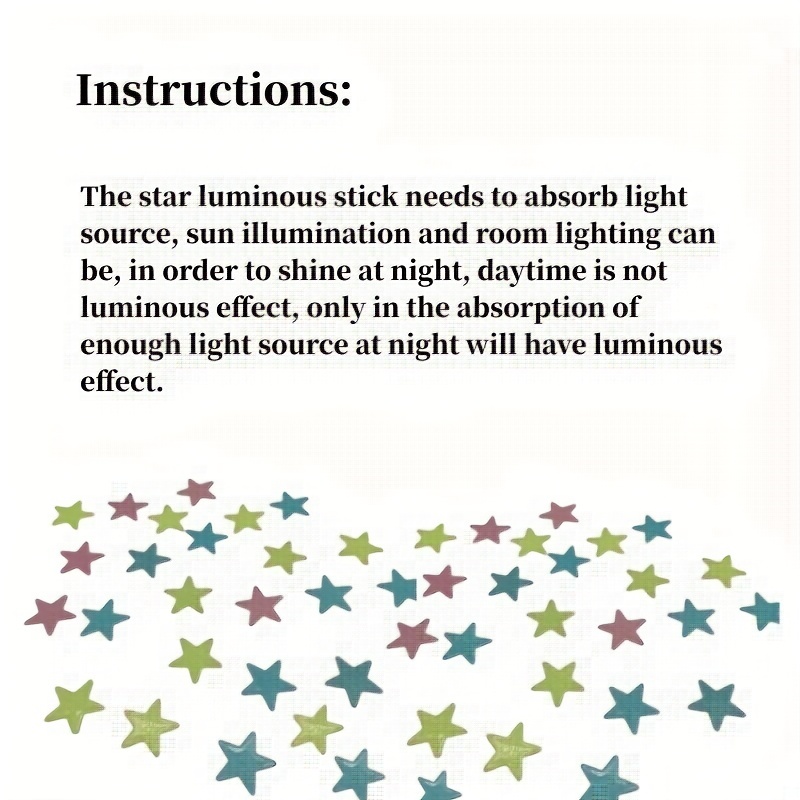 100pcs Glow In The Dark Star Stickers Mixed Colors