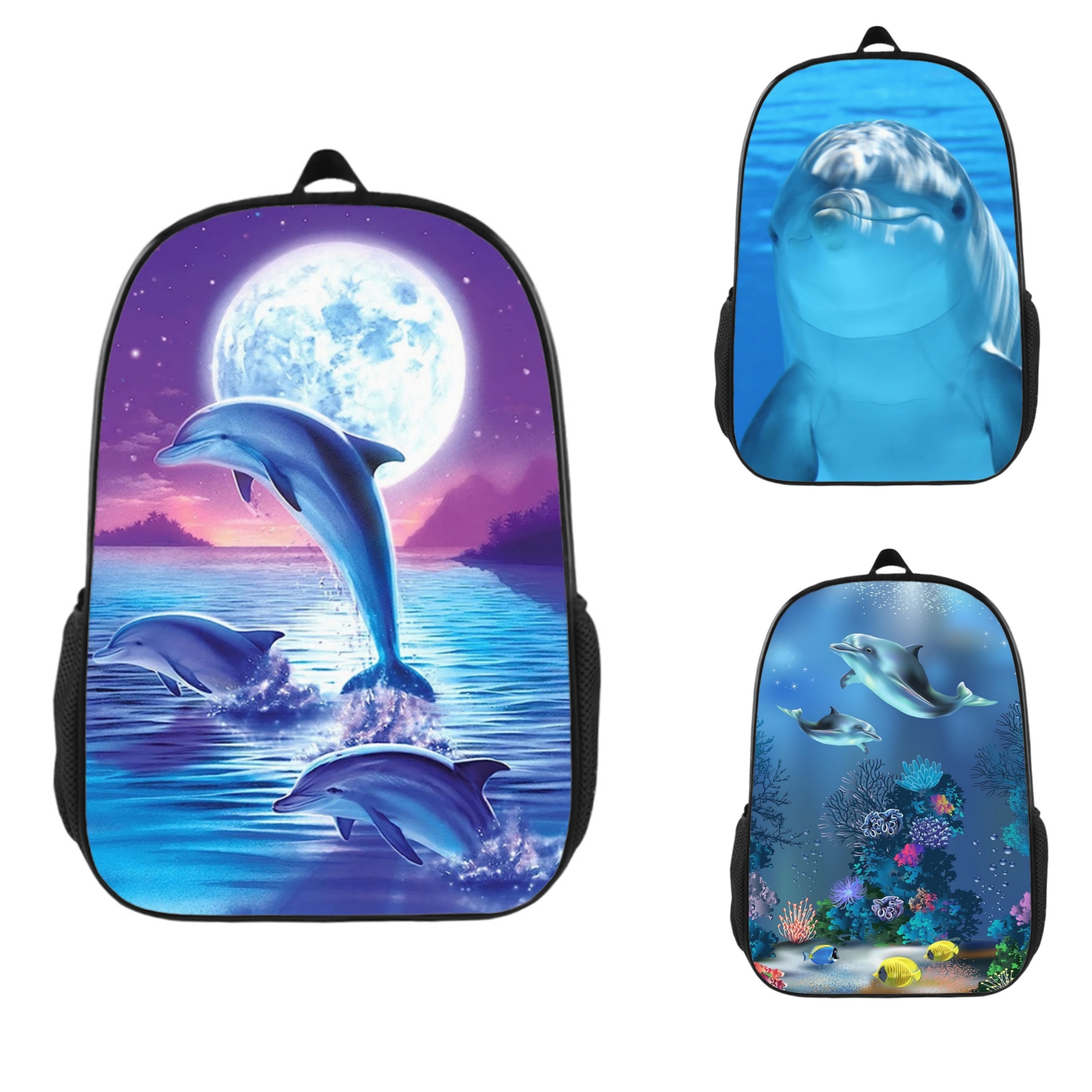 Shark Backpack Boy Shark Blue Print Backpack Under the Sea 