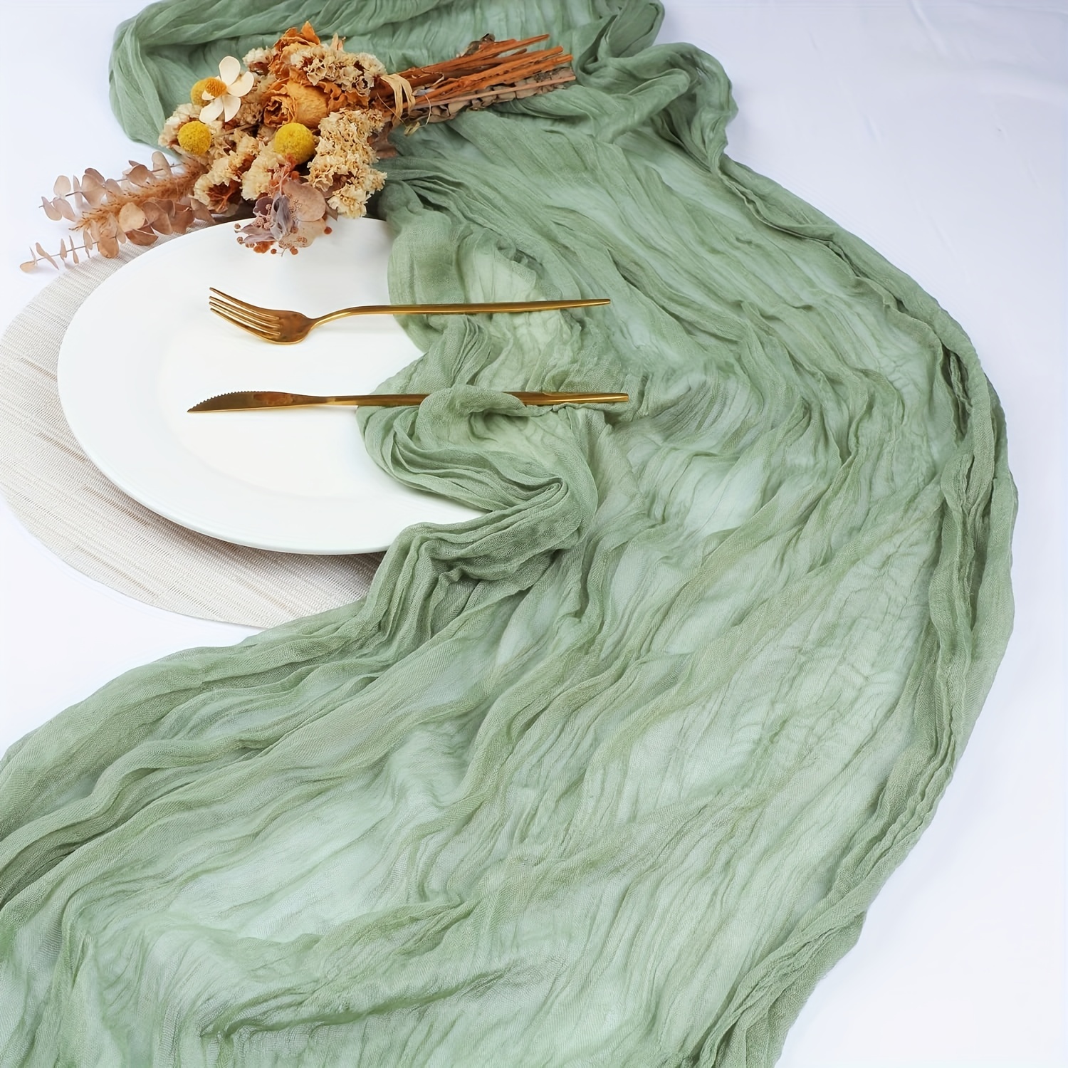 Boho Cheesecloth Table Runner for Wedding Bridal Shower Home Decor