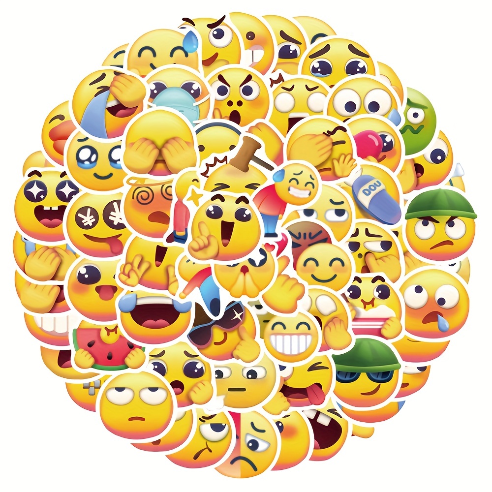 Face Stickers Yellow Emoticon Sticker Vinyl Waterproof - Temu