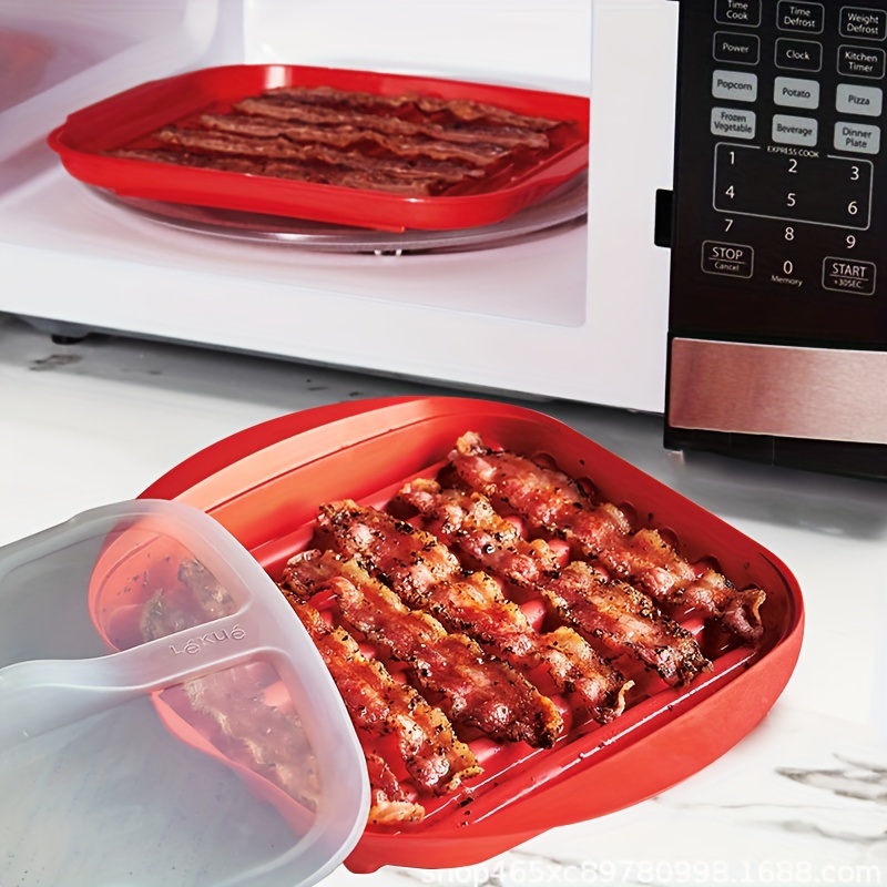 Microwave Oven Bacon Maker, Microwave Oven Bacon Grill, Bacon Tray, Pizza  Tray, Sauce Tray, Microwave Pot, Red White - Temu