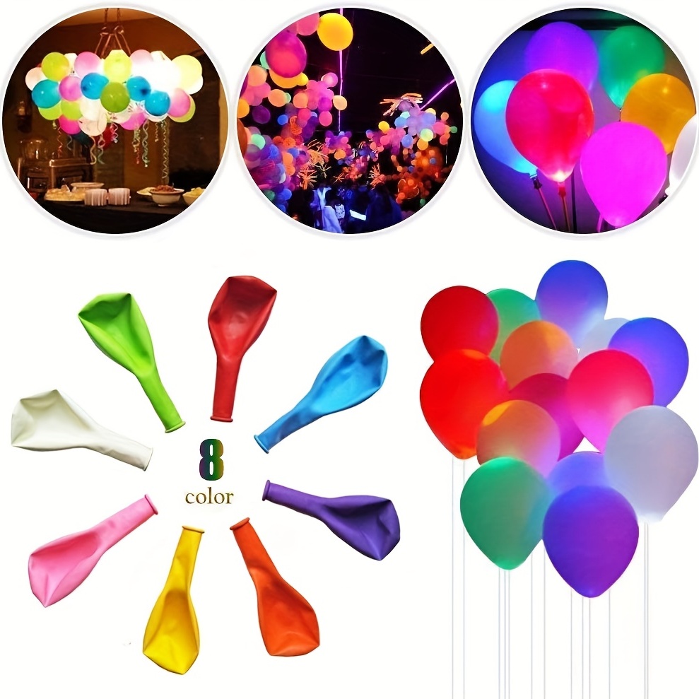 10/20/30 Pack 20inch LED Light Up BoBo Balloons Colorful String Lights  Transparent Balloons for Birthday Wedding Christmas Party Decorations 