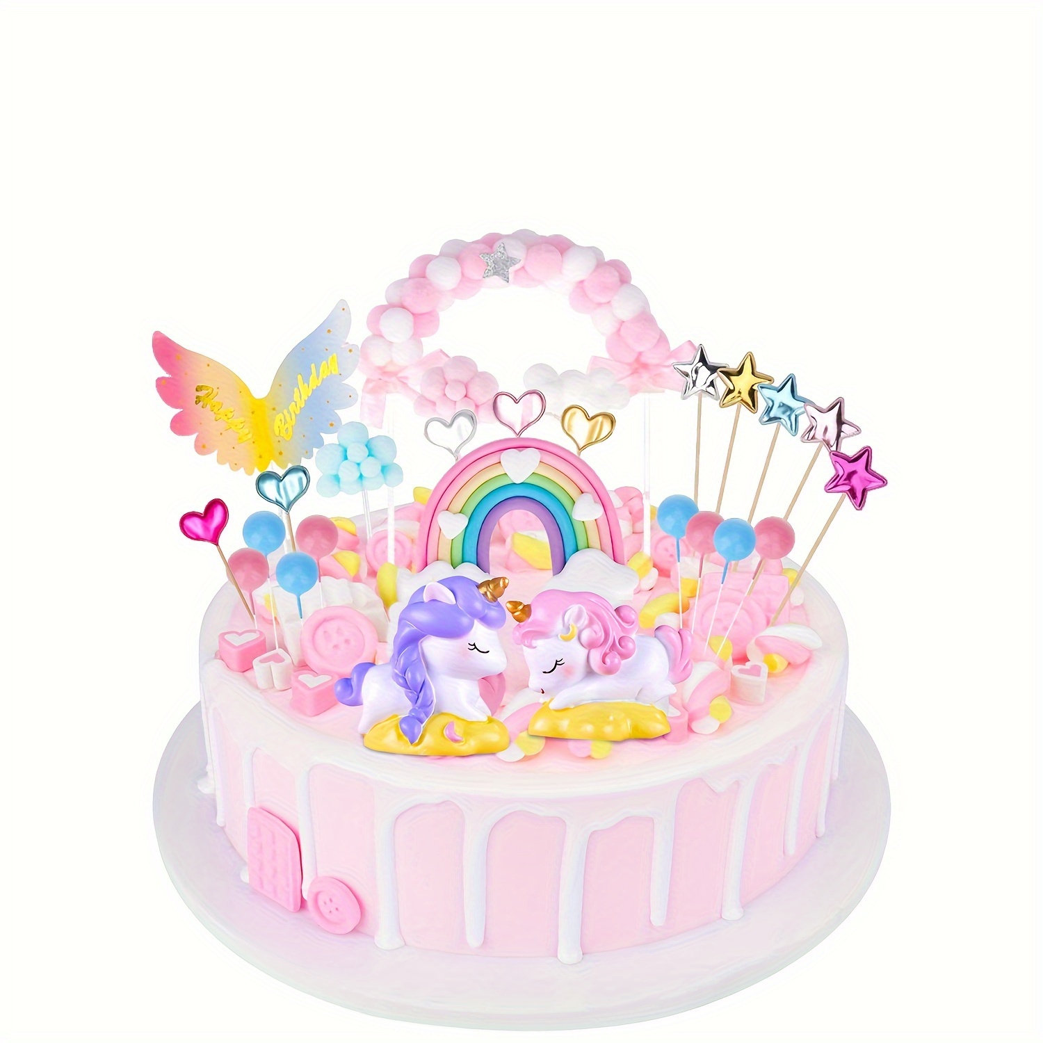 Unicorn Cake Decorations Rainbow Cake Decorations Happy - Temu