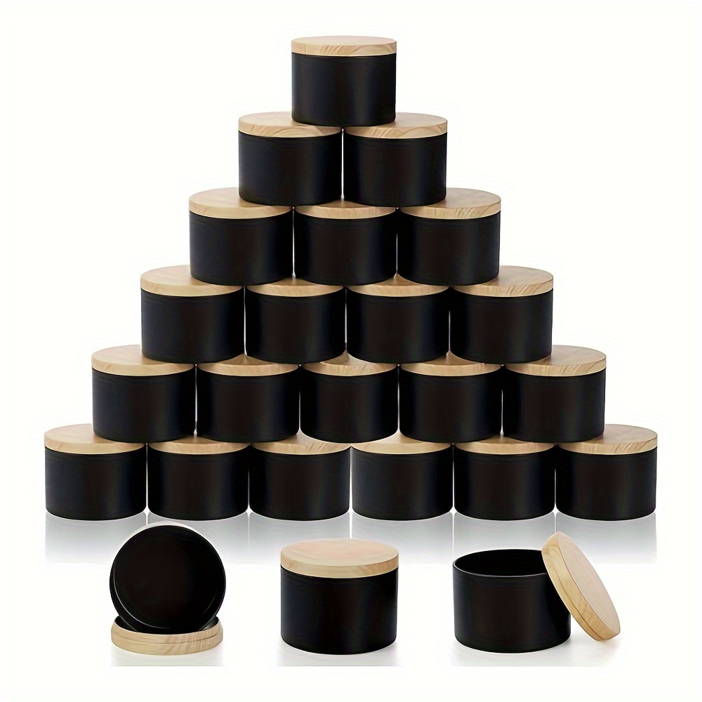 

24pcs Candle Jars, 4/8oz Matte Black Candle Jars With Lids, Metal Candle Containers For Candle Making, Bulk Round Candle Mold Containers Supplies For Storage, Christmas Candle Gift