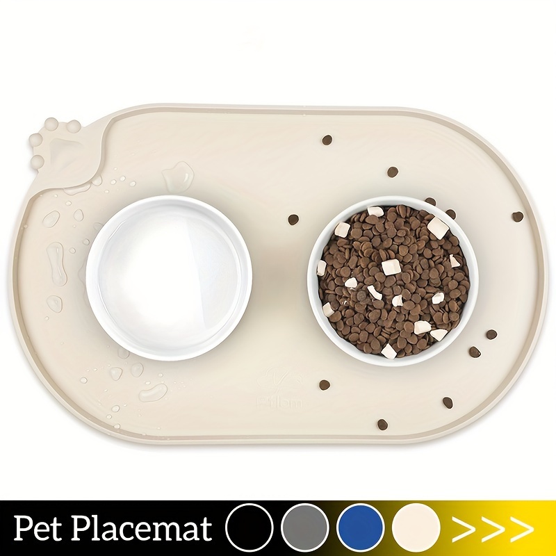 Pet Placemat Oval Shaped Paw Print Dog Food Mat Waterproof - Temu