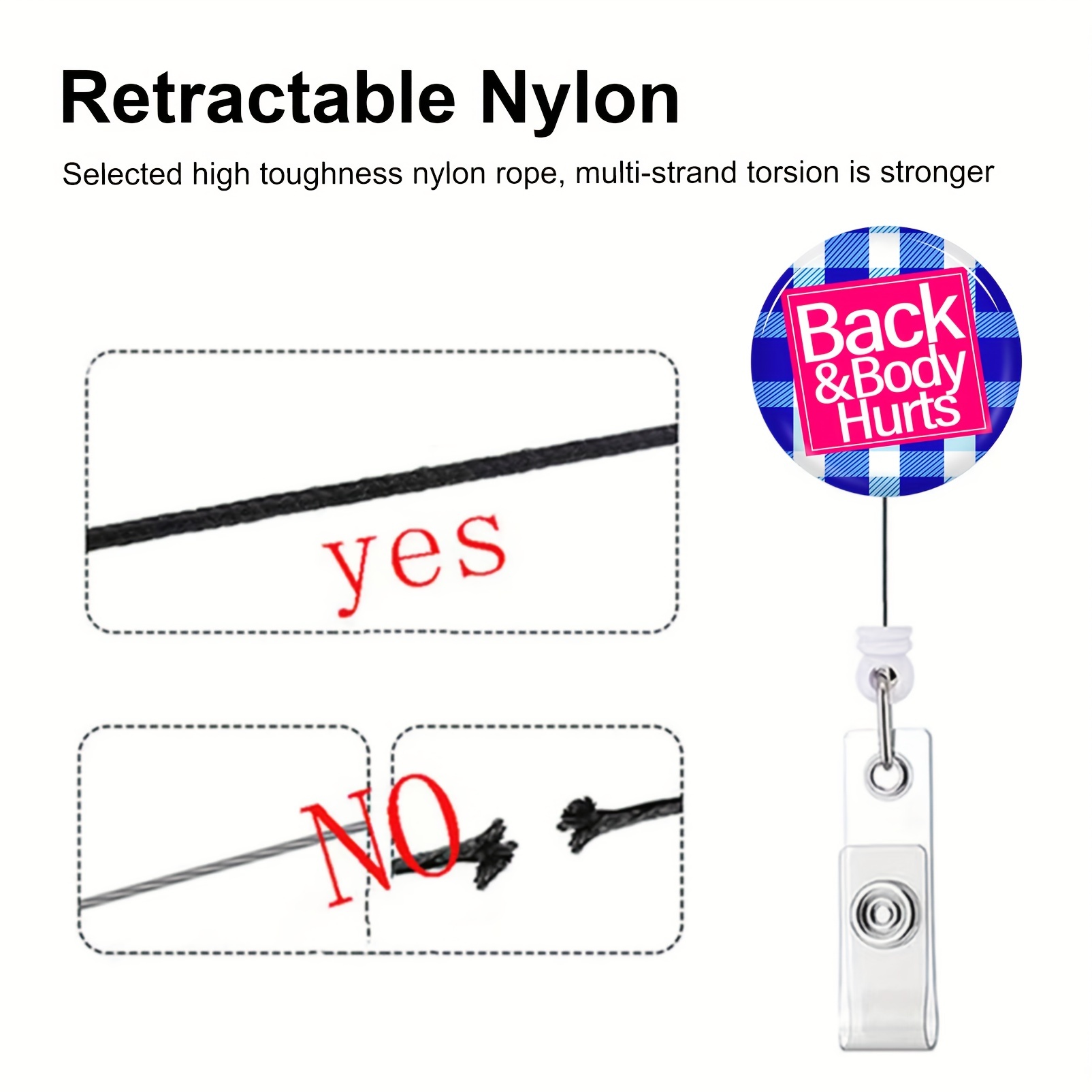 Back Body Hurts Retractable Badge Reel funny Heavy Duty - Temu Australia