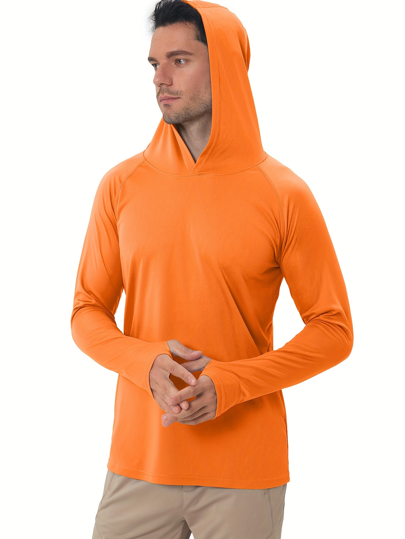 FAS Pro Men's UPF 50+ Sun Protection Hoodie Shirt Long Sleeve Khaki -  FishAndSave