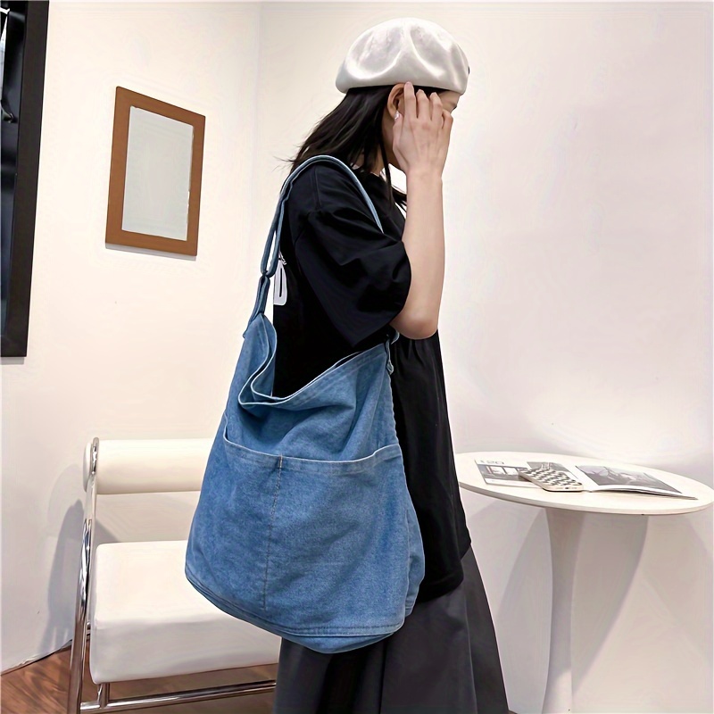 Minimalist Denim Hobo Bag