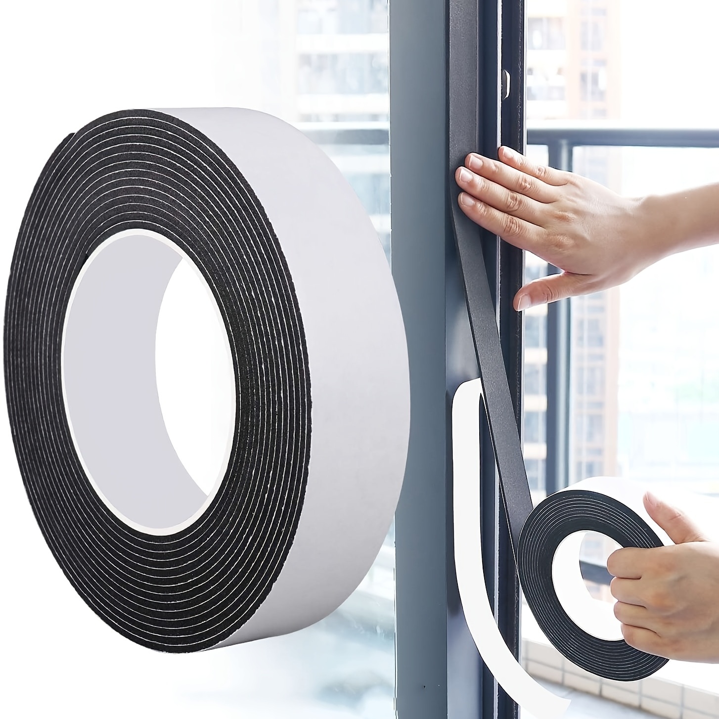 Uxcell EVA Self Adhesive Sealing Foam Tape for Window Door Insulation 2pcs  0.6”x0.12”x16.4ft