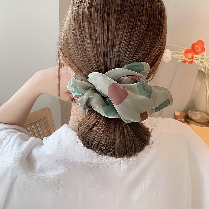 Hair Scrunchie Organza Striped Hair Ring Hair Bands Elastic 