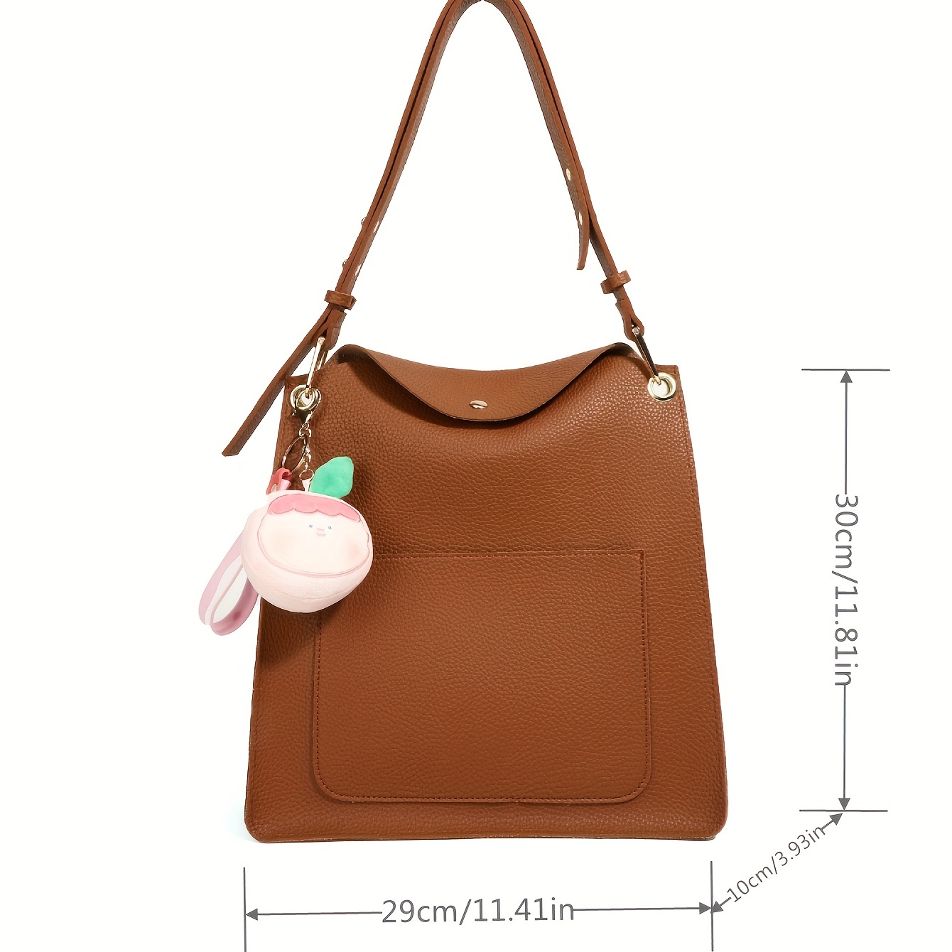 Solid Color Pu Leather Shoulder Bag Magnet Zipper Stylish - Temu