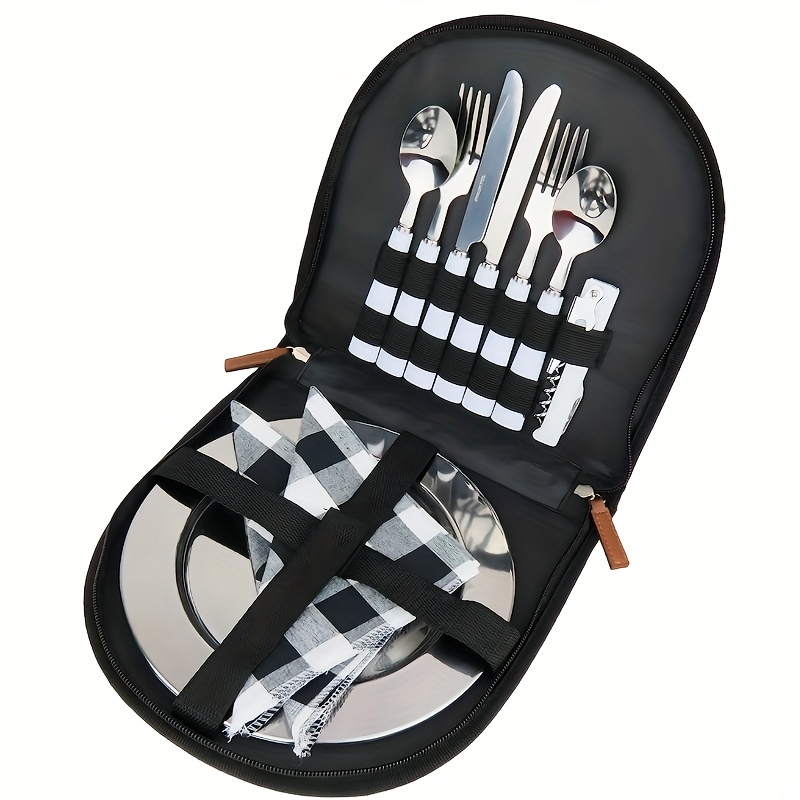 Camping Set With Case, Camping Mess Kit, Travel Silverware Set, Camping  Utensils For Eating, Portable Cutlery Set
