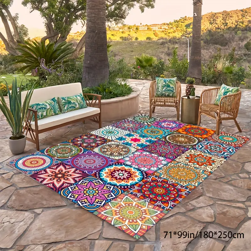 Large Carpet Floor Mat In Bohemian Style Colorful Soft - Temu