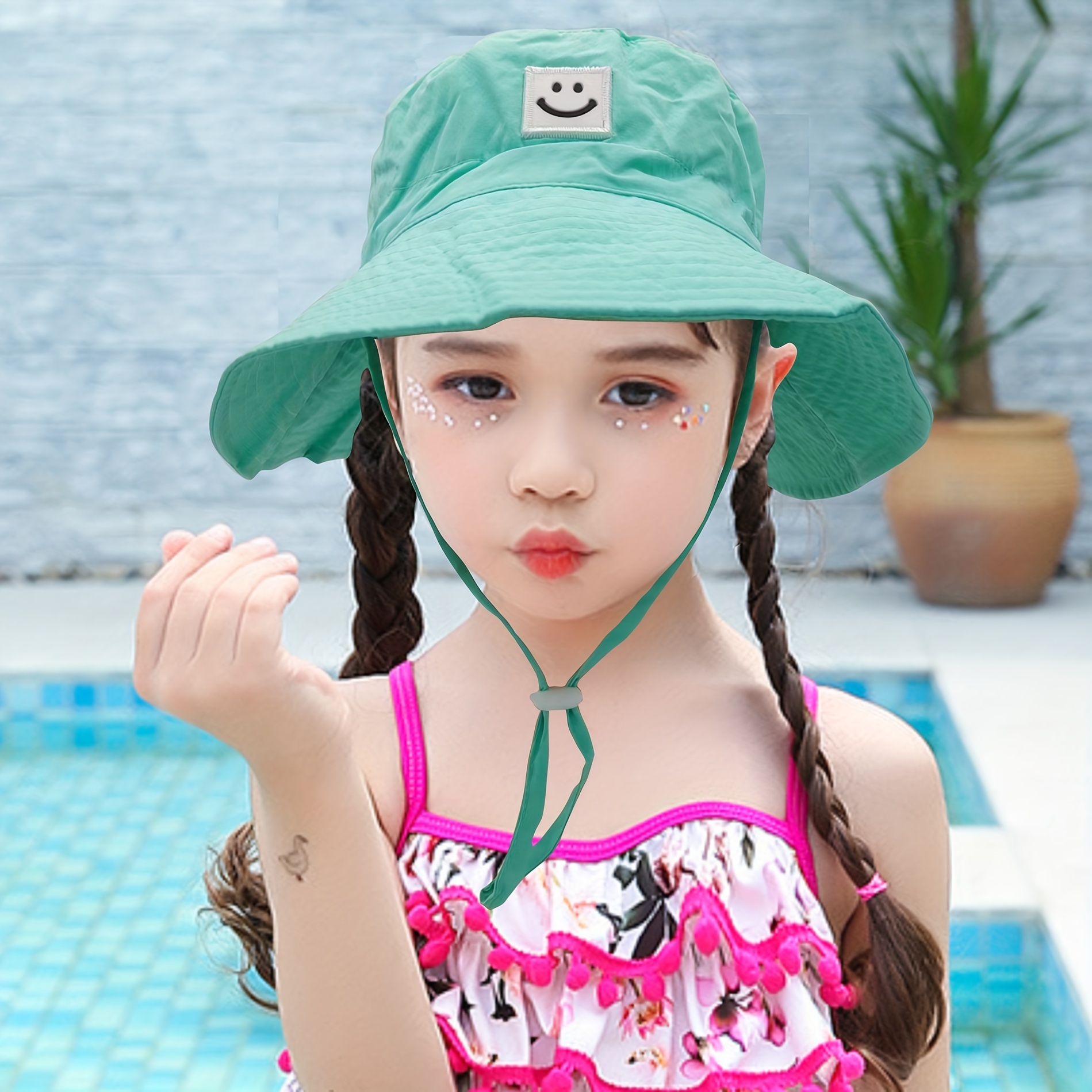 Children's Cute Sunshade Bucket Hat Smile Face Sun Hat - Temu