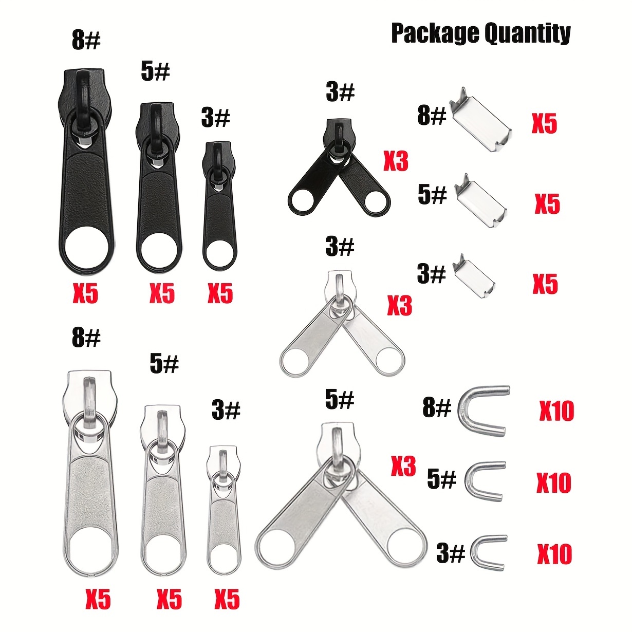 5 Coil Style Zipper Repair Kit