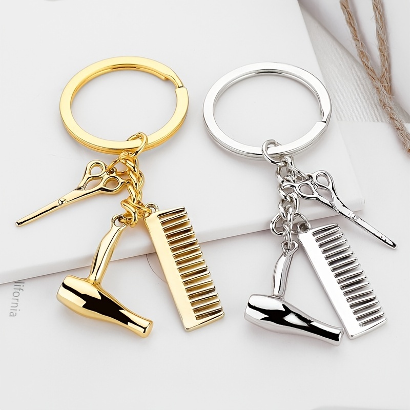 Adorable Mini Hairdressing Set Keychain Scissors Hair Dryer - Temu