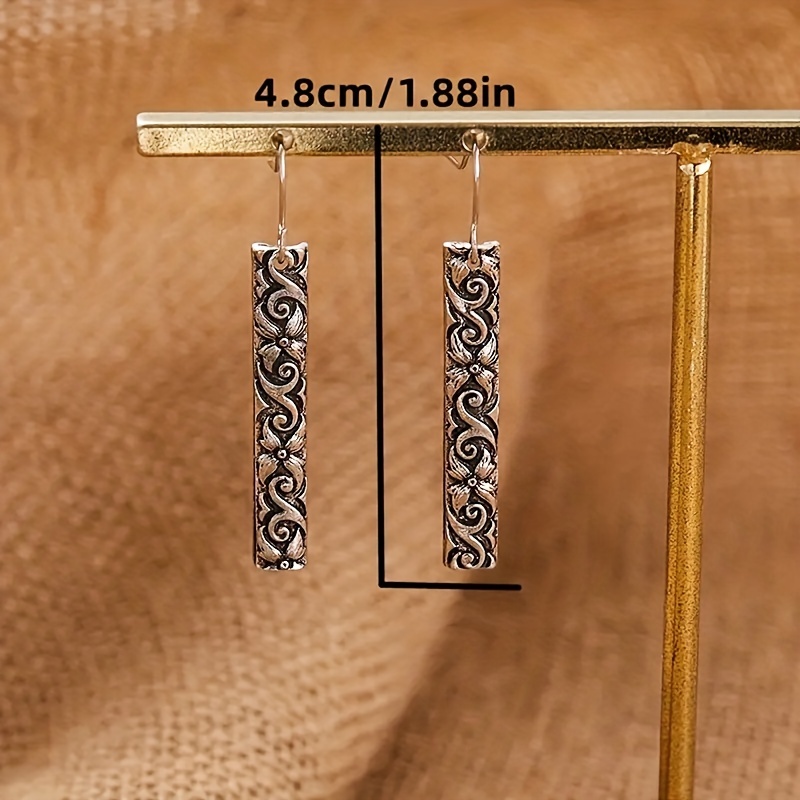Vintage Geometric Carved Dangle Earrings