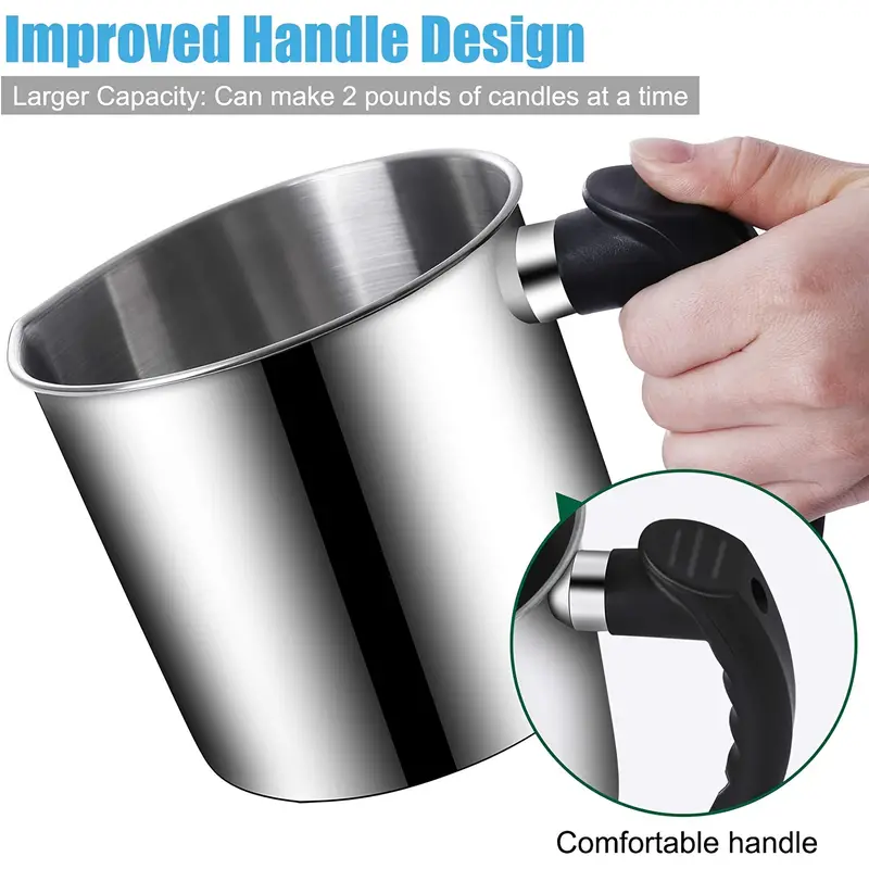 Candle Making Pouring Pot, Boiler Wax Melting Pot With Spoon, 304 Stainless  Steel Candle Making Pitcher, Silver Color With Heat-resistant Handle And  Dripless Pouring Spout Design - Temu Italy