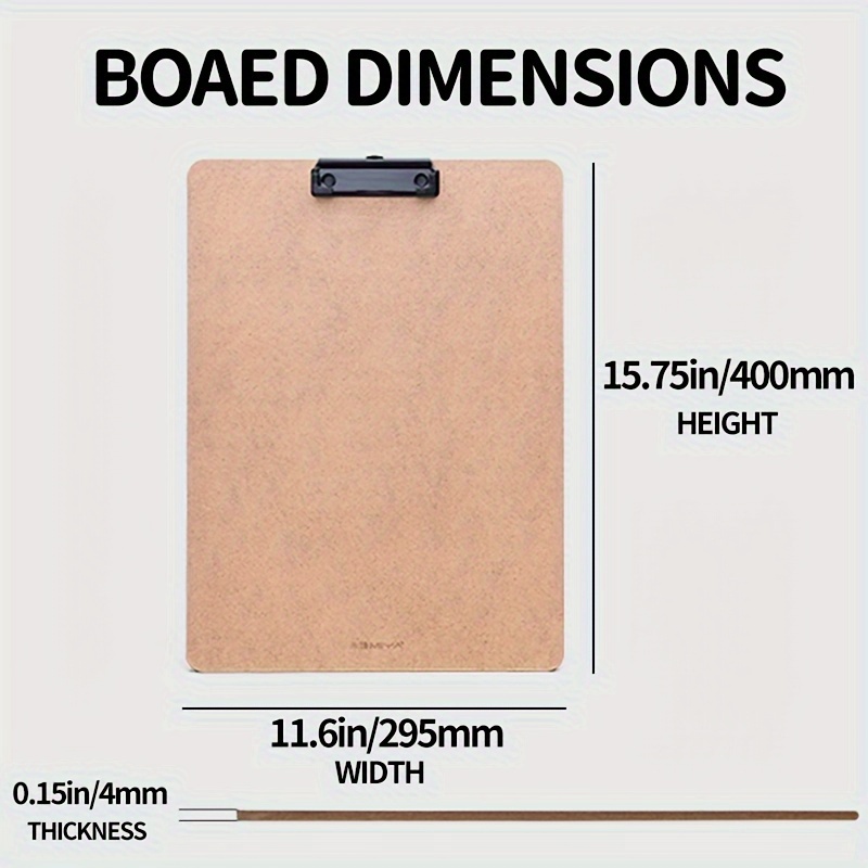 Extra Large Wooden Clipboard 11x17.3 - Wood Horizontal Lap Board with Clip  for Drawing Sketch, 3mm Thick