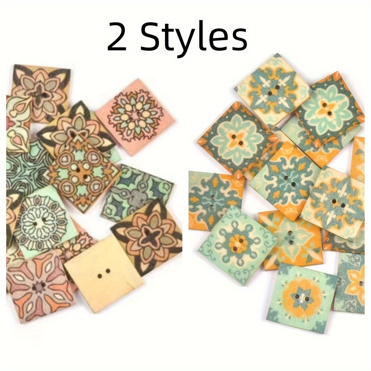 Random Color Bohemian Style Square Button Handicrafts Retro - Temu