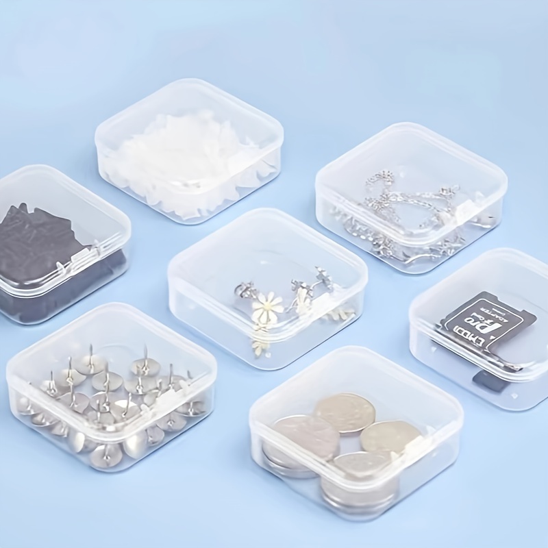 24 cajas de plástico pequeñas de tamaños mixtos, rectangulares, mini  recipientes de almacenamiento de plástico transparente, contenedores de