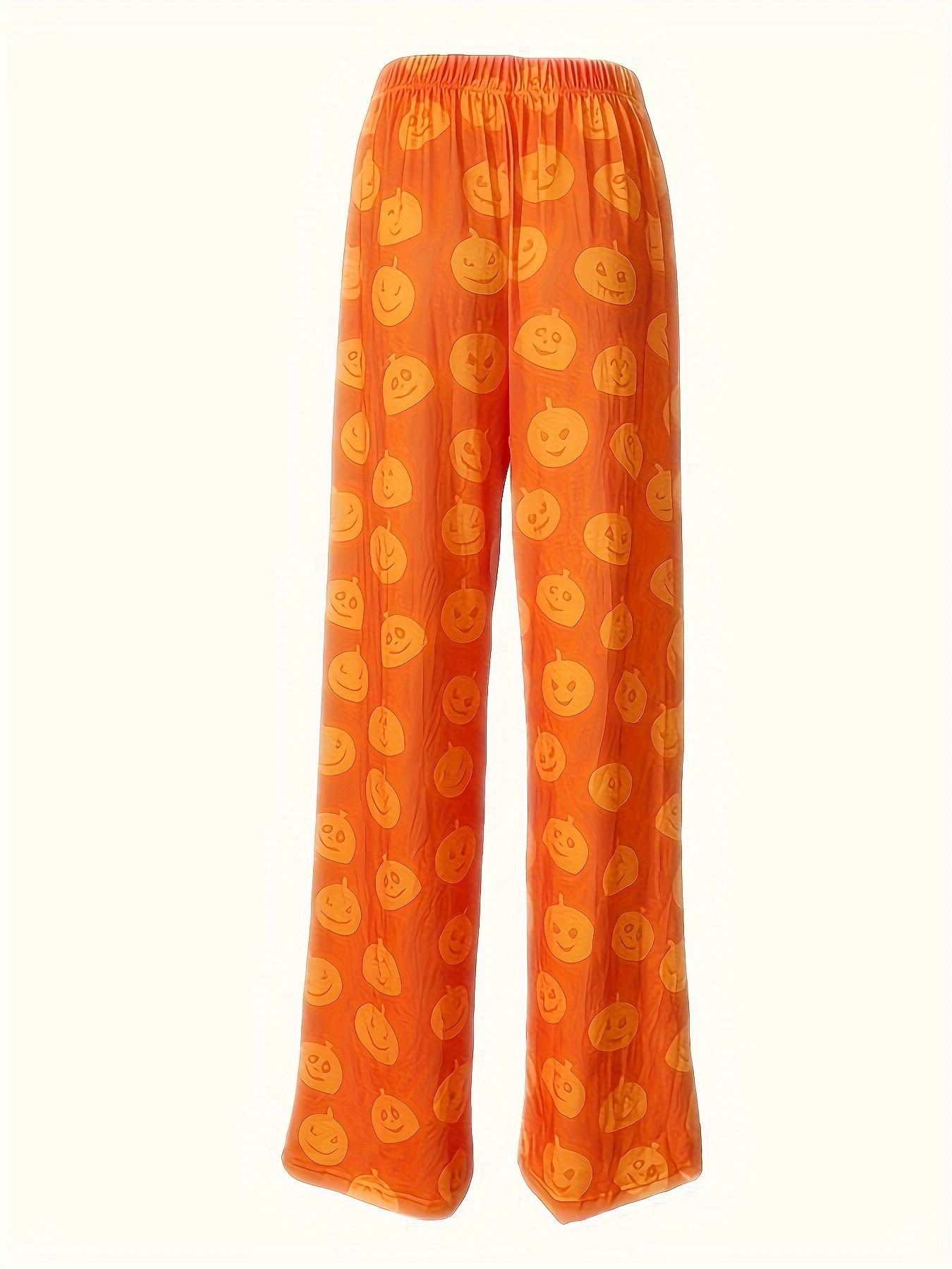 Halloween Womens Pajama Palazzo Pants For Women With Cute Pumpkins