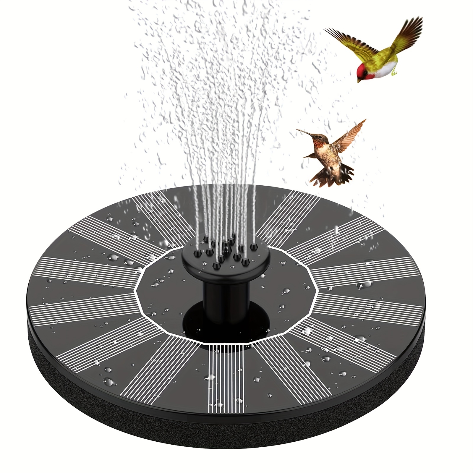 Fontaine Solaire avec Batterie de Secours, Fontaine de Bain d'Oiseau 2.5W  Fontaine Solaire Autonome pour le Jardin de Bain d'Oiseaux en Plein Air 