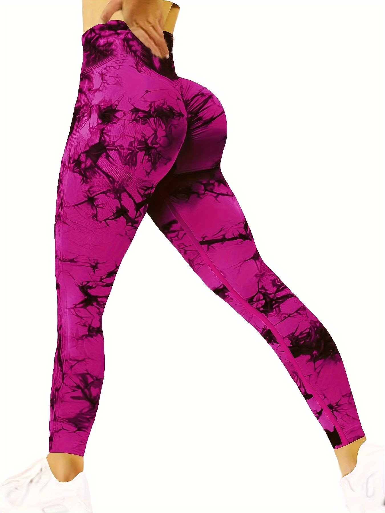 Tie Dye Stretchy Seamless Yoga Sports Pants, Breathable High Waist  Butt-lifting Fitness Gym Leggings, Women's Activewear