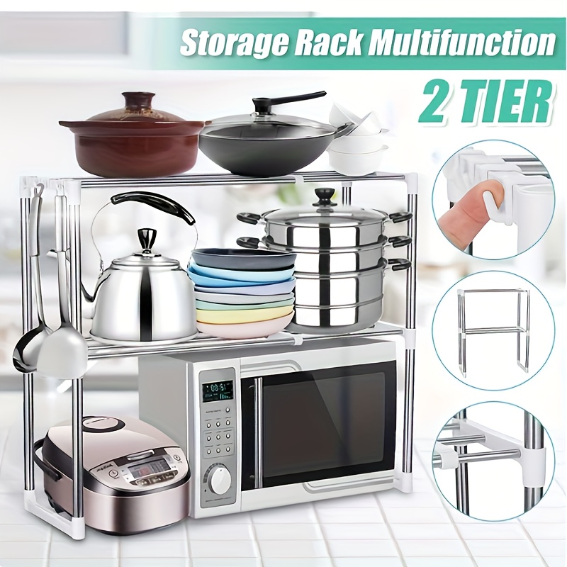 Multifunction Organizer Kitchen Rack Microwave Oven Shelf Metal