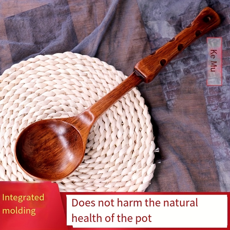 Natural Wooden Ladle Non Stick Straight And Long Handle - Temu