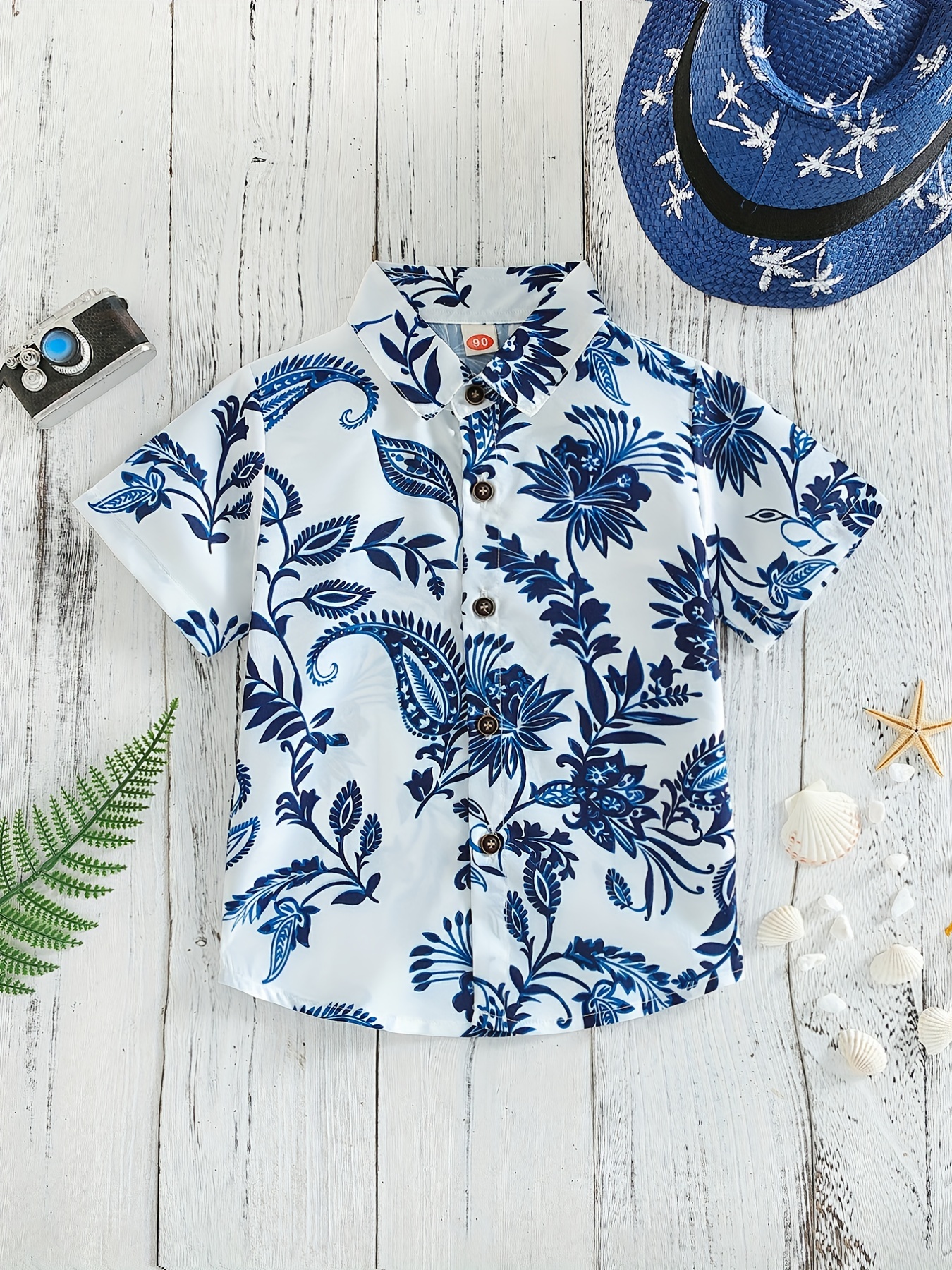 Boys Porcelain Pattern Button Up Shirt