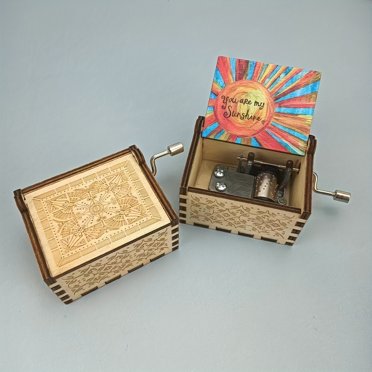  Finssyeasy Caja de música de madera personalizada Play You are  My Sunshine, caja de música personalizada con texto grabado, caja musical  de regalo para hija, mamá, cumpleaños, San Valentín (You are