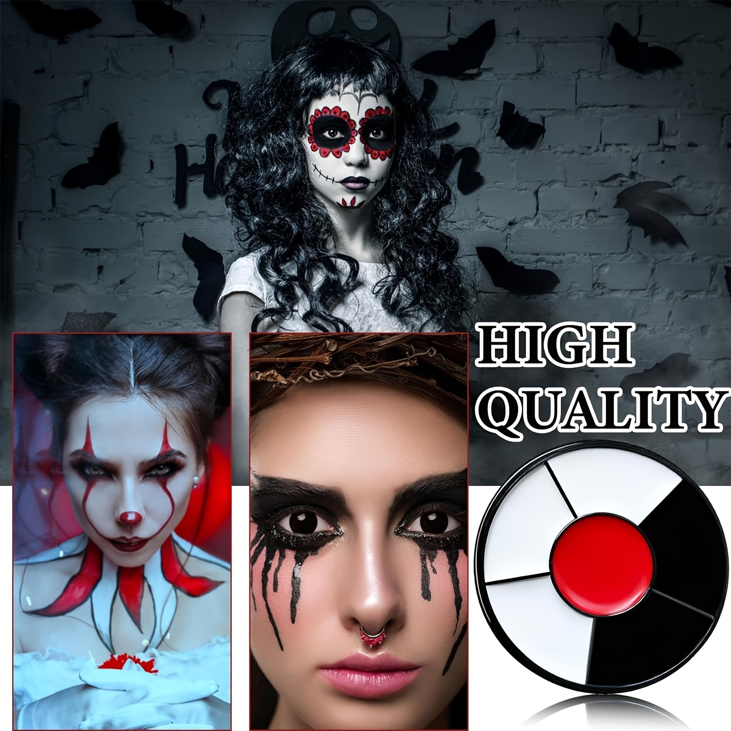 6 Color Face Painting Clown Makeup Creamy Halloween Black - Temu