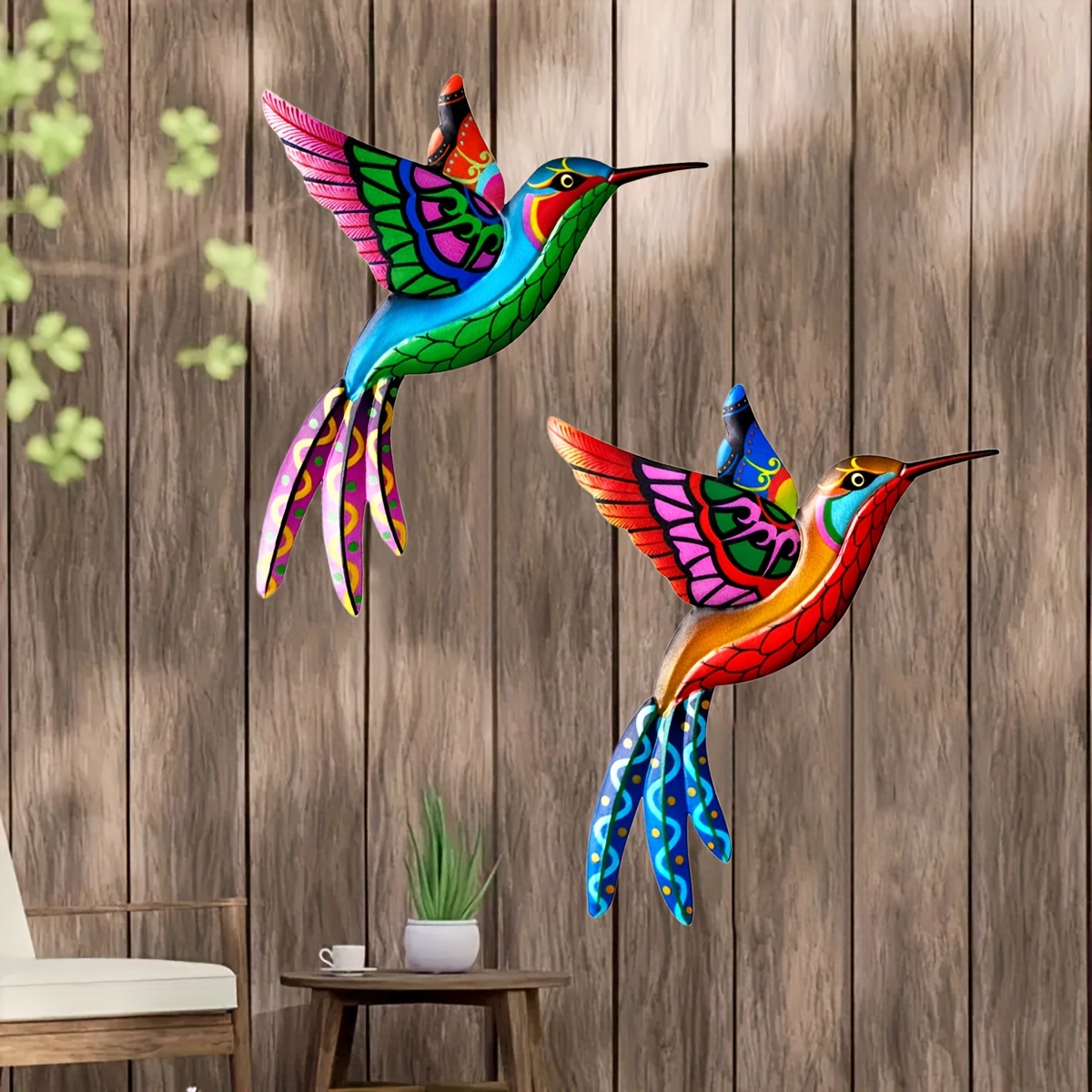 Hummingbird Outdoor Thermometer Metal Wall Art