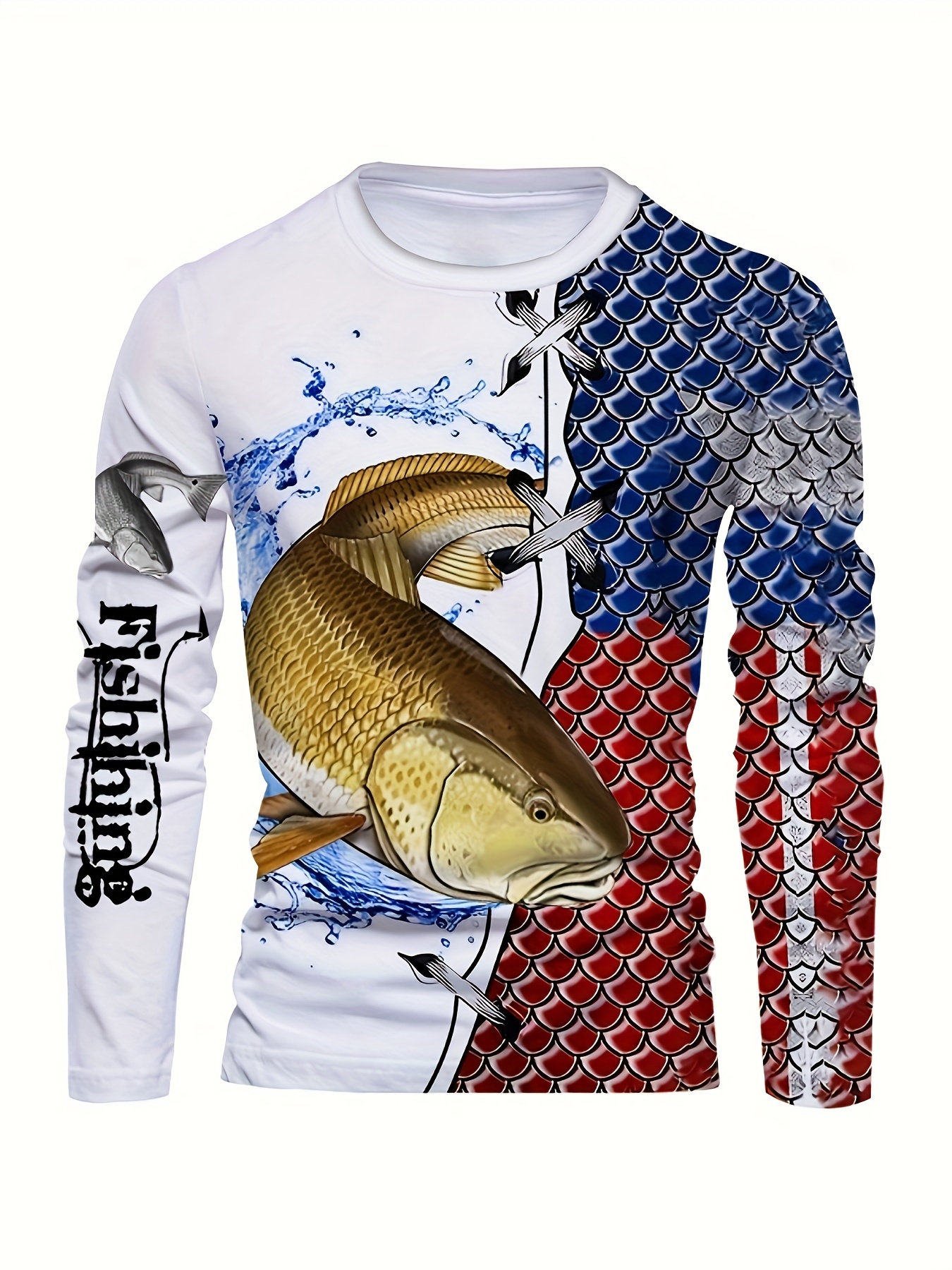 Fish Print Long Sleeve Fishing Shirts Pants Men Novelty Pjs - Temu Canada