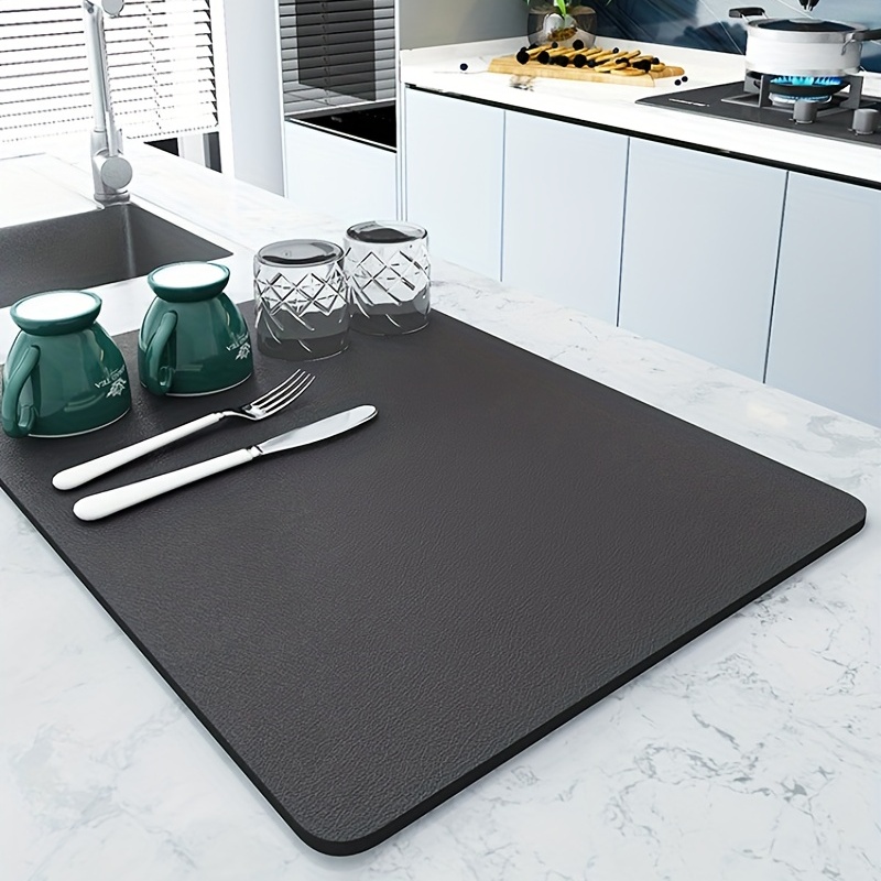 Silicone Patterned Draining Mat ,Dish Drying Mats for Kitchen Counter Heat  Resistant Mat Kitchen Gadgets Kitchen Accessories (12 x 16, BLACK) 
