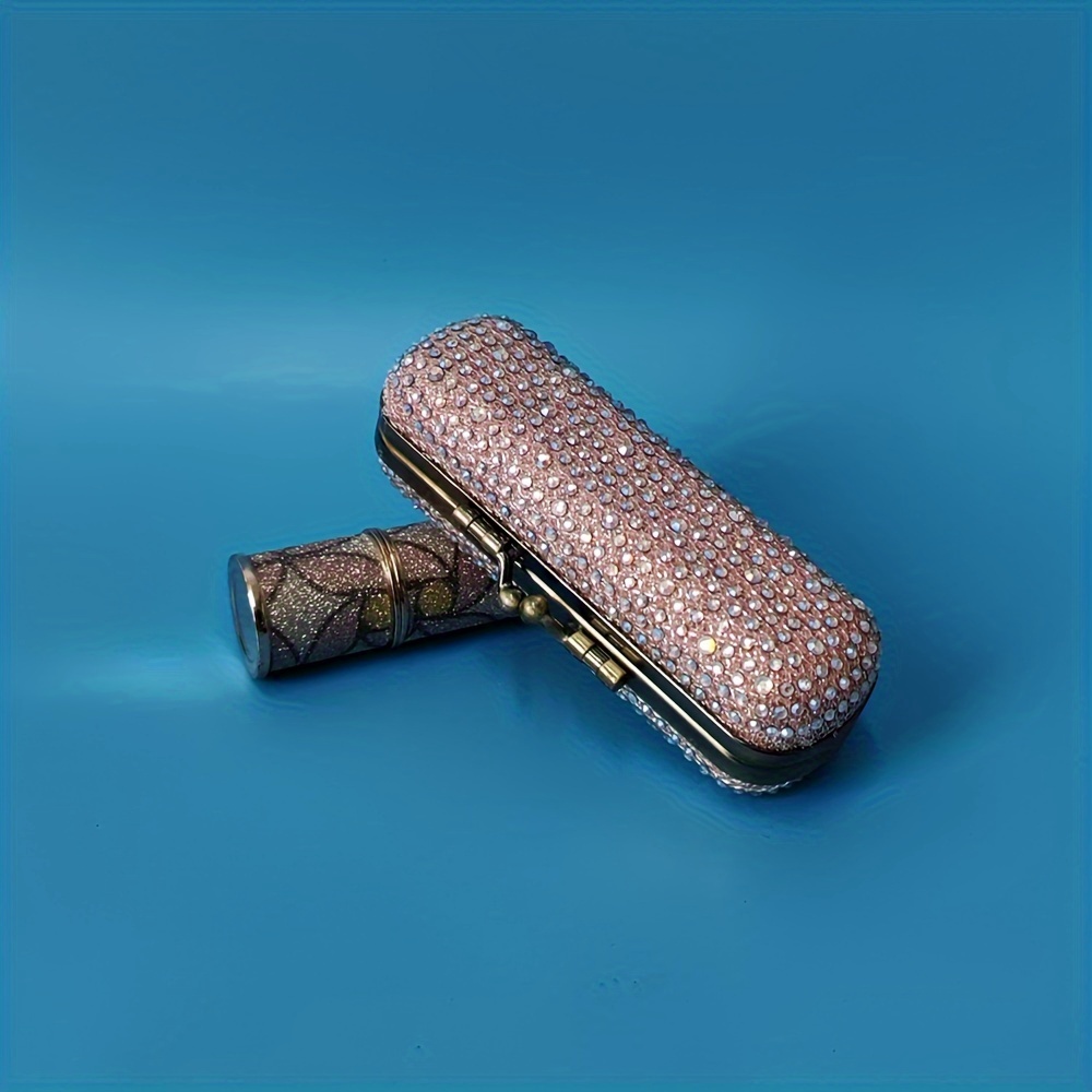 Mini Rhinestone Lipstick Bag Glitter Cylinder Coin Purse - Temu