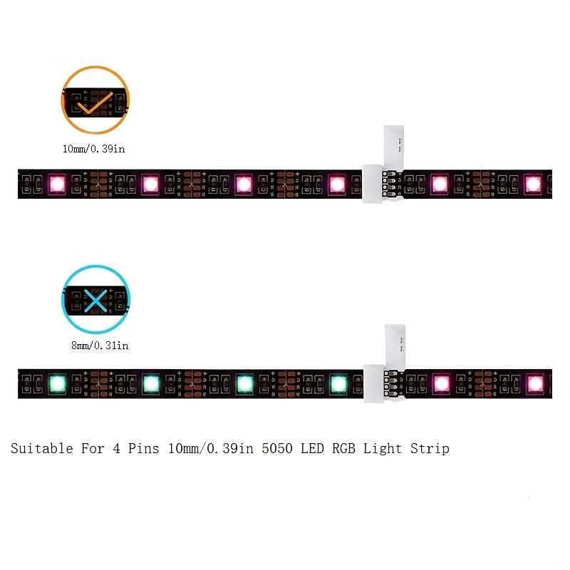 Kit de connecteur de bande de led pour 5050 10mm 4pin comprend 8