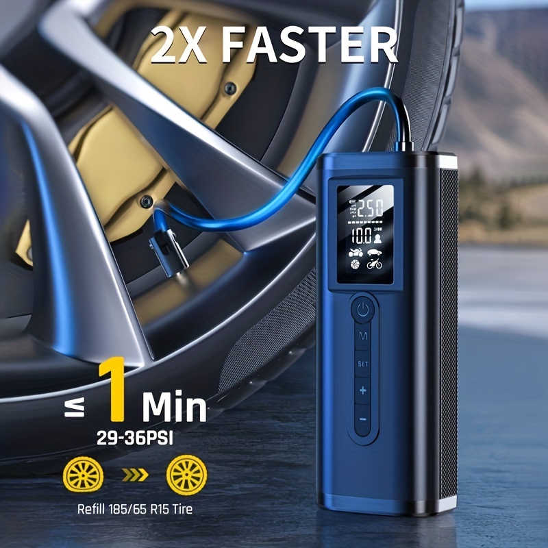 Rechargeable Cafele Wireless Portable Car Air Compressor Tire Inflator -  150PSI Auto Shut Off With Digital Pressure Gauge & LED Light