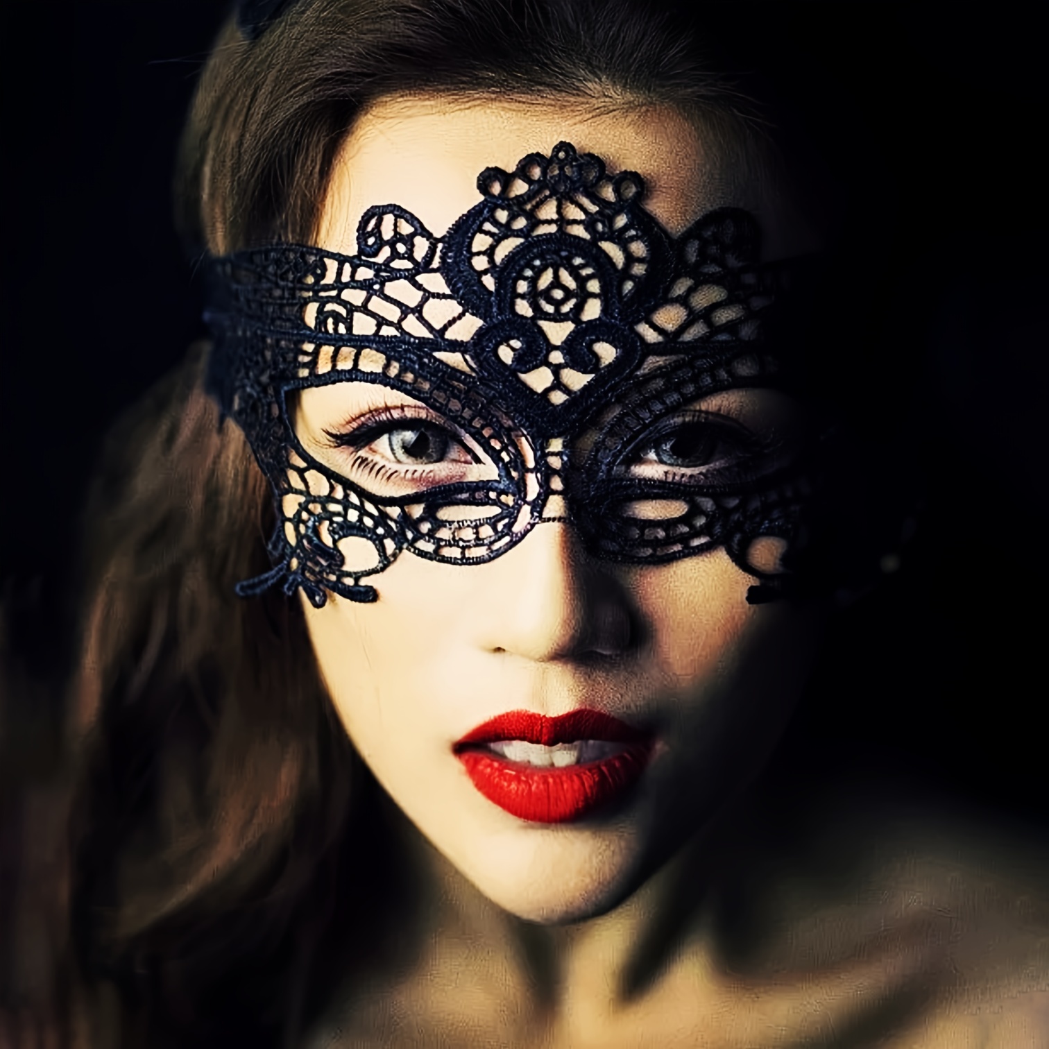 Neue Unisex Spitze Haube Maske Full Face Kopf Abdeckung Sehen-durch für  Halloween Cosplay Kostüm Nachtclub Headwear Rave Party kleid Bis