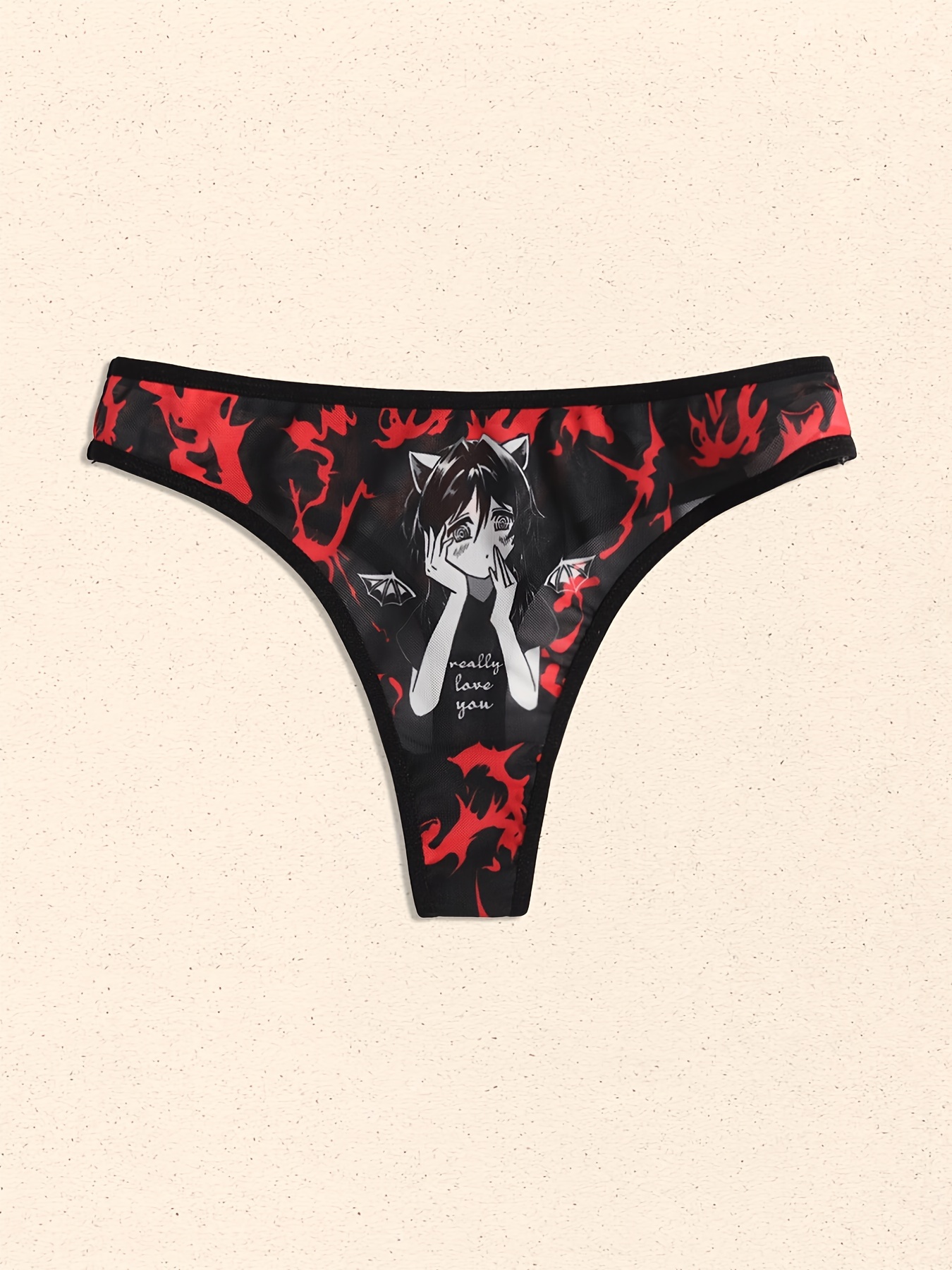 Comfortable And Breathable Sexy Anime Cartoon Print Thong For