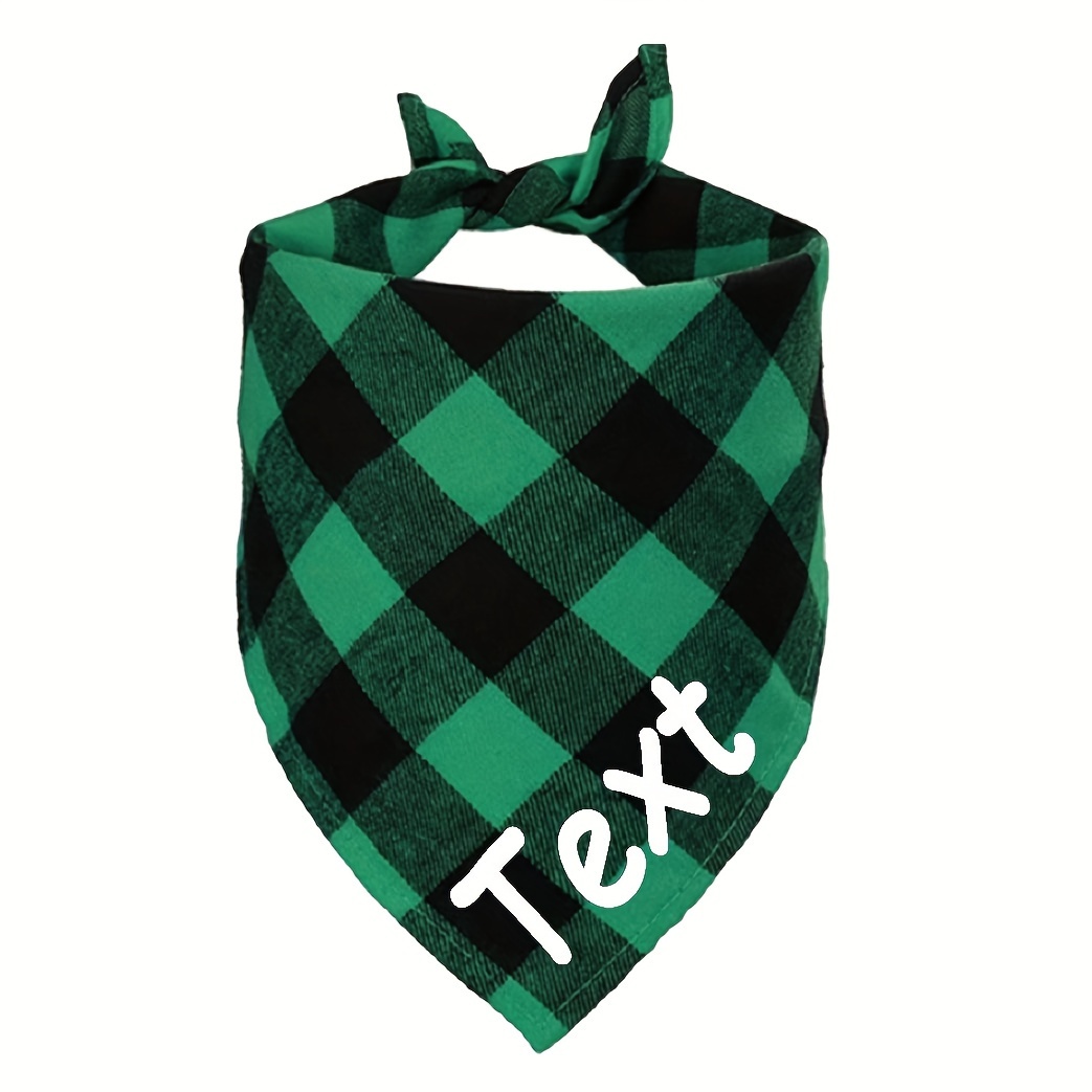 Customized Name Customized Plaid Dog Bandana Pet Saliva Towel Dog