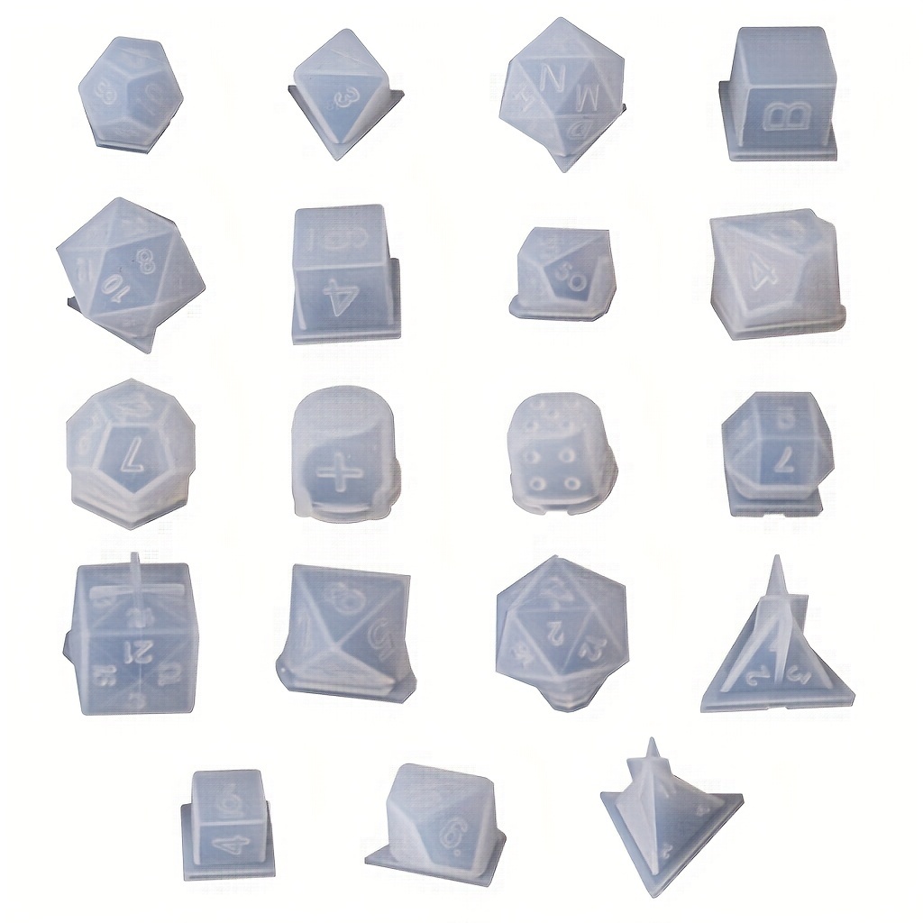 8Pcs 8 Shapes DIY Playing Dice Mold Faceted Cube Round Dice Mold Crystal  Resin Mold Kit Dice Digital Game Dice Silicone Mould UV Resin DIY Epoxy  Molds