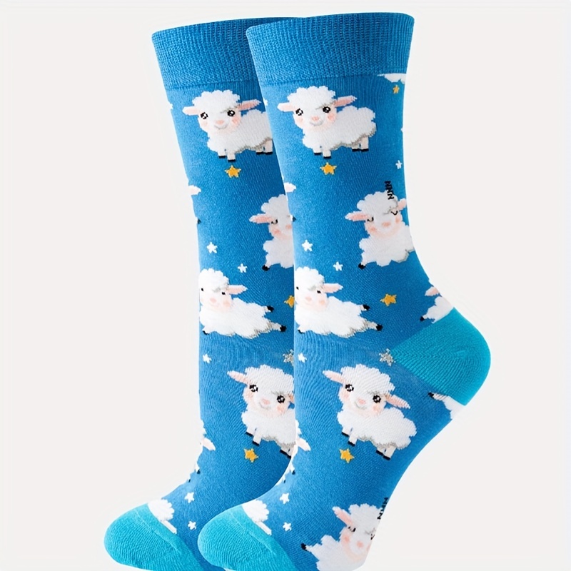 Cartoon Pig/goose/sheep Print Socks Comfy Cute Tube - Temu