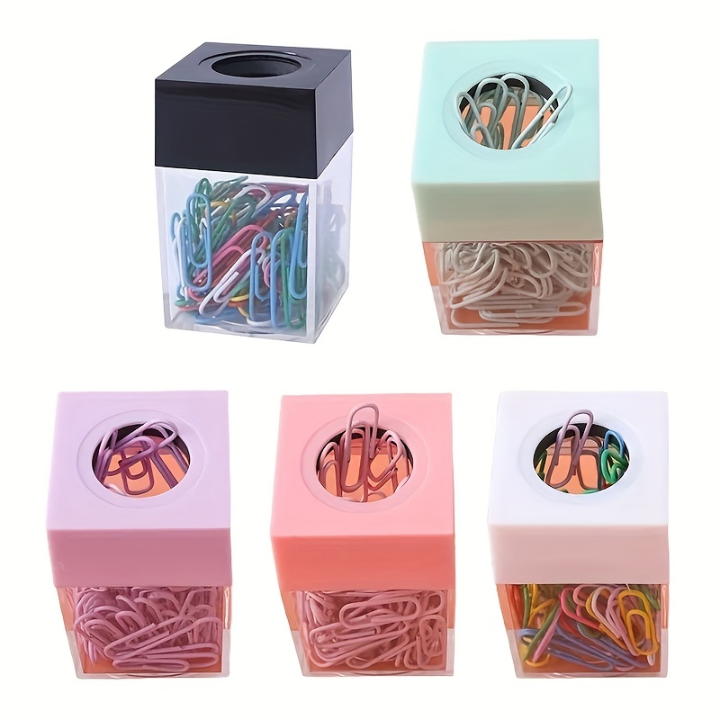 Bonito soporte magnético para clips de papel con clips de papel de varios  tamaños y colores (160 piezas) para decoración de escritorio de oficina