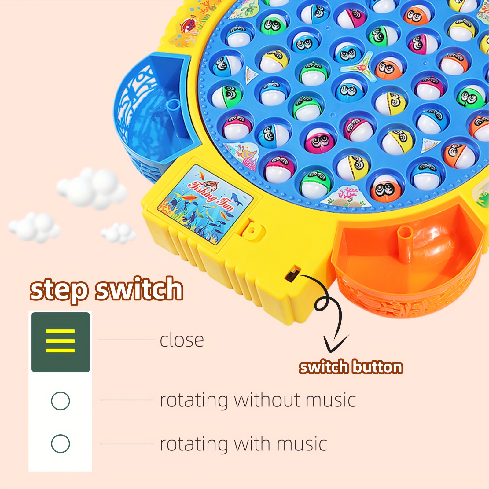 Fishing Game Toy for Kids Bass Beat Battery Operated Rotating Novelty Toy  Fishing Game Set with 2 Fishing Rods, Sounds, Music, in Box