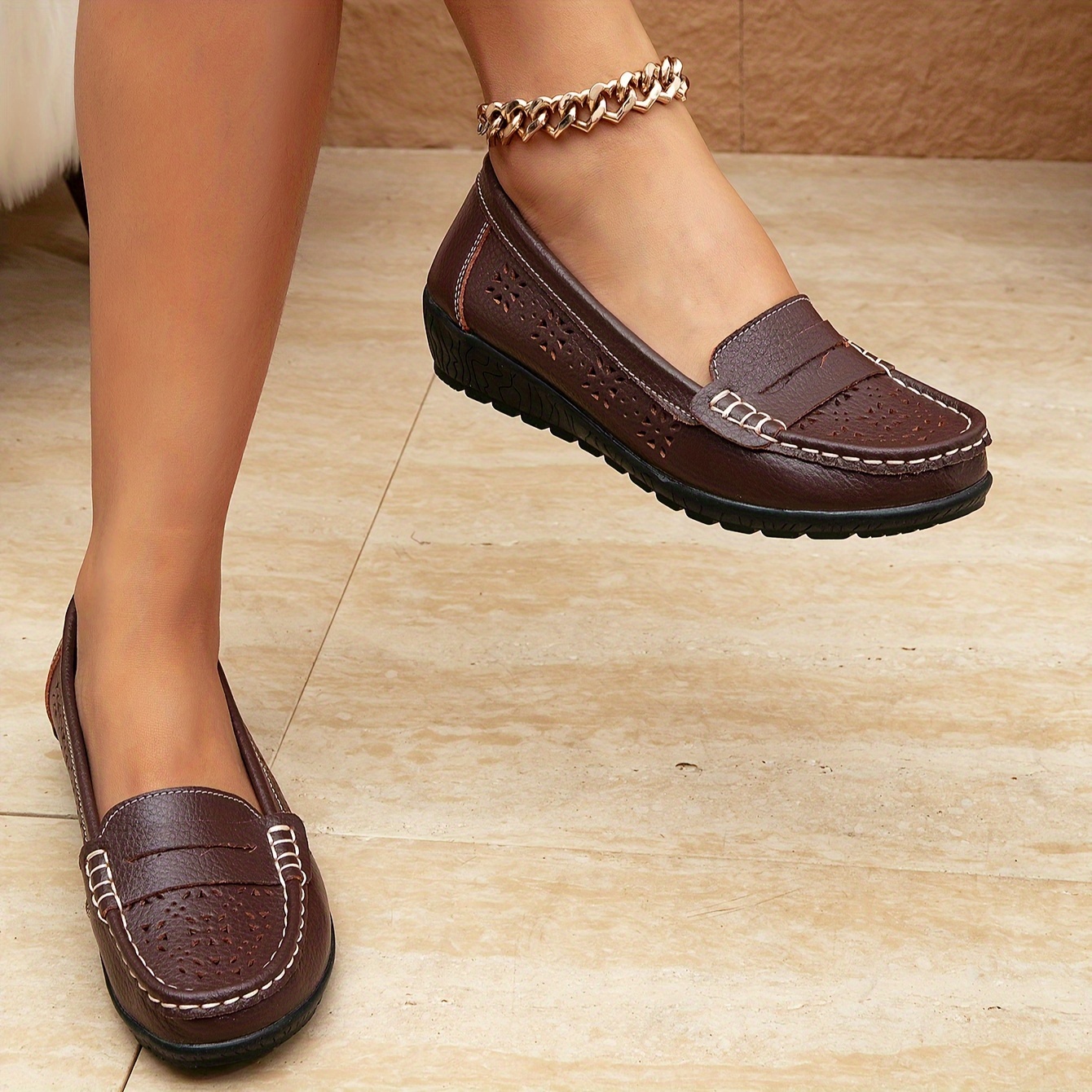 women s solid color trendy loafers soft sole lightweight details 4