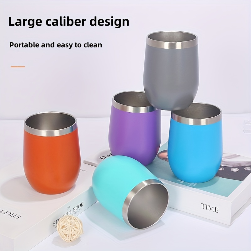 1pc Coffee Mug With Handle Insulated Egg Shape Stainless Steel