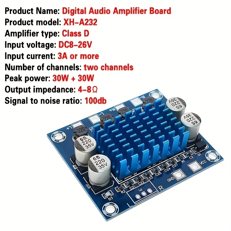 Mini Amplificador de Som TPA3110 Estéreo 2 Canais 30W + 30W com Bluetooth  4.2 - Usinainfo